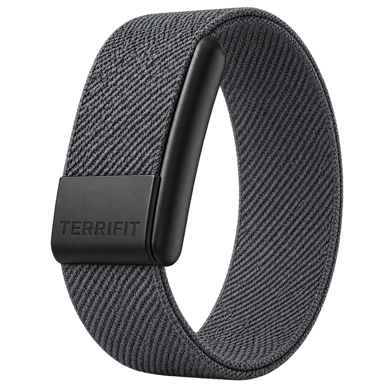 A Terrifit V1 strap in Graphite, the two-tone grey weave shown flat